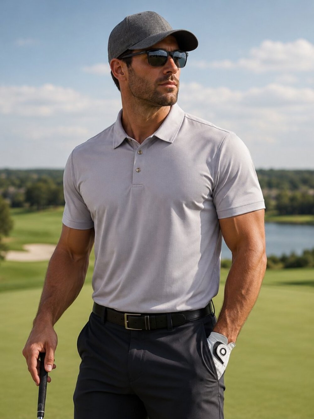 Cypress Club Performance Men's Large Gray Short Sleeve Athletic Golf Polo
